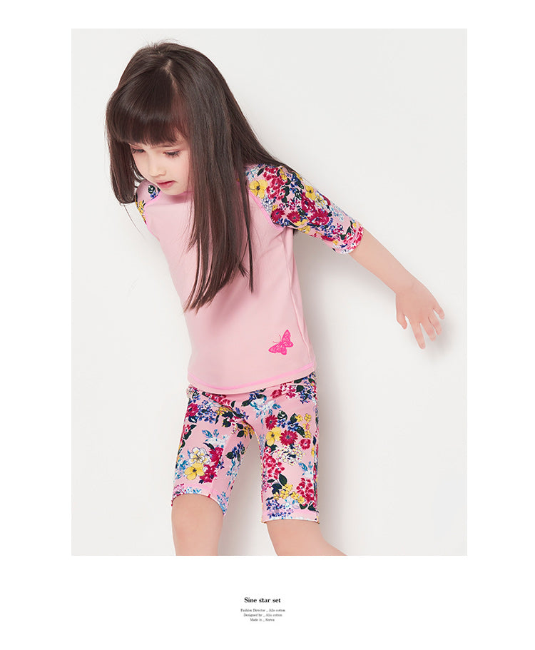 Back view of girls two-piece swimming suit