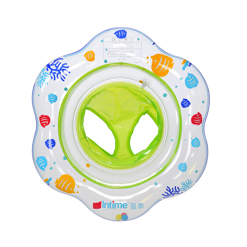 Baby inflatable swimming float with green fish print